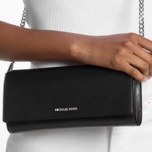 MICHAEL KORS Jet Set Medium Leather Flap Clutch Crossbody Shoulder Bag Wallet